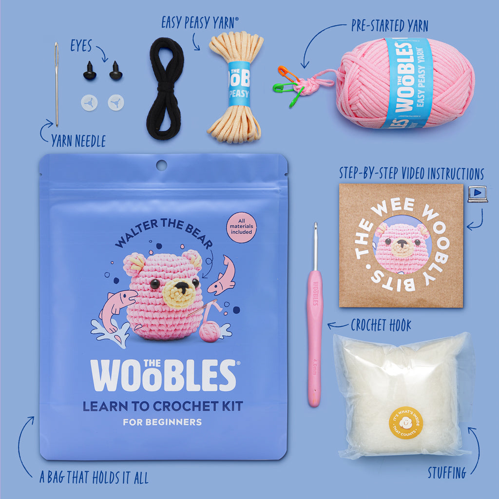Walter the Bear Pink Crochet Kit